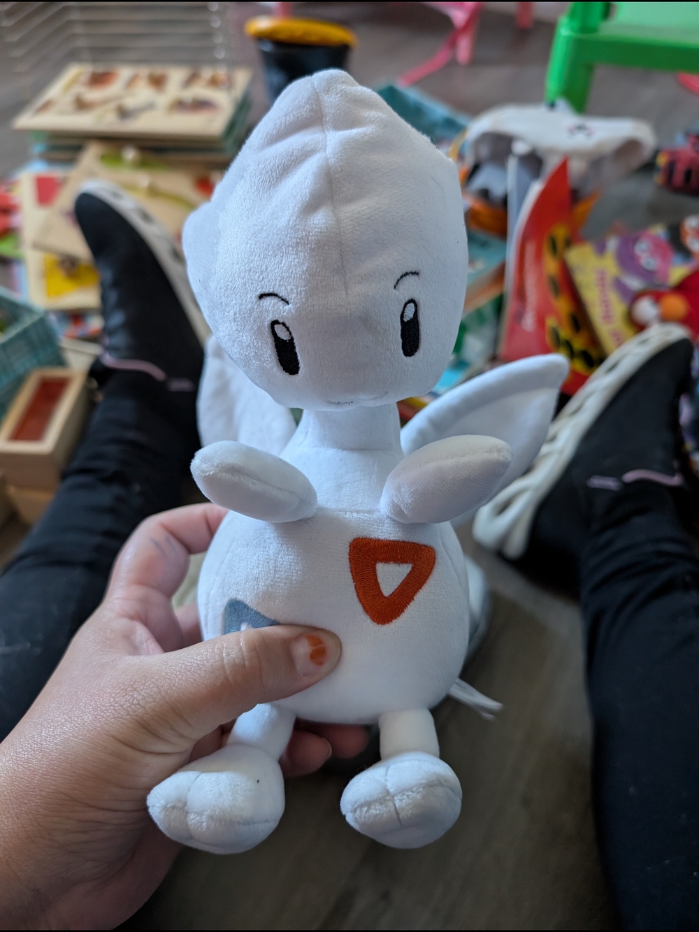 White Plush Character Stuffed Toy with Orange Detail